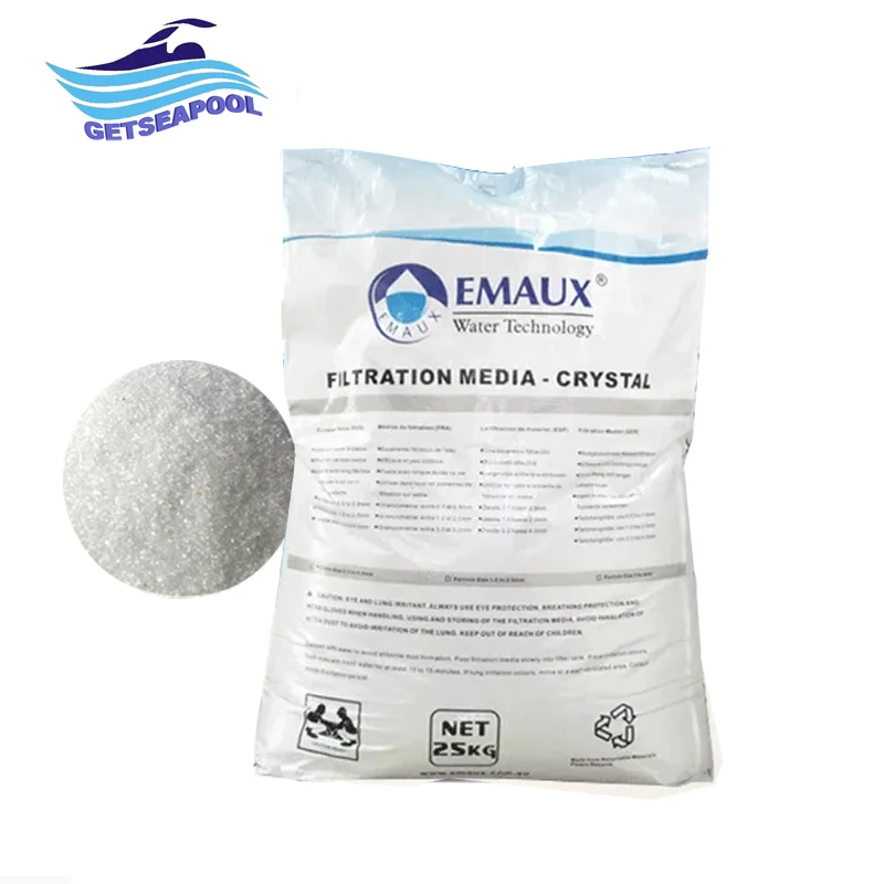 Crushed Filtration Media  Crystal Glass Sand for Fiberglass Swimming Pool silica  Water filter media