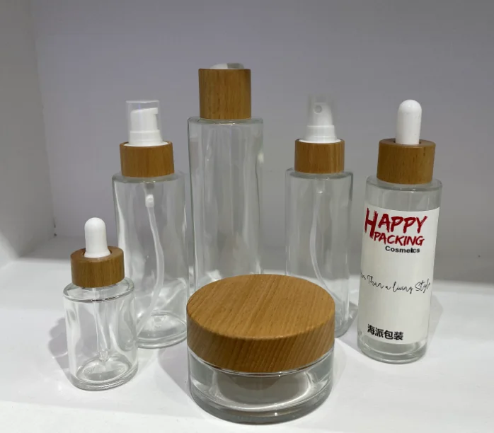 5g 15g 20g 30g 50g 100g 200g manufacturer cosmetic packaging skincare glass cream jar with bamboo lid
