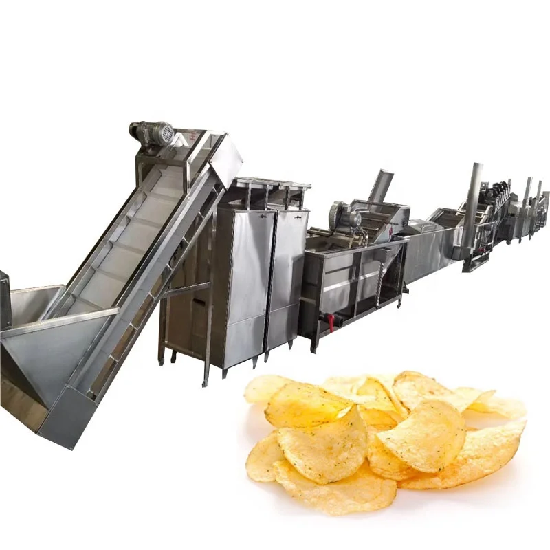 Complete sets of equipment french fries production line potato chips fried processing line.