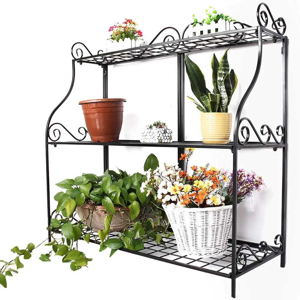 Upright 3 Tier Plant Stand Modern Iron Metal Plant Stand Kitchen Storage Rack Shelf