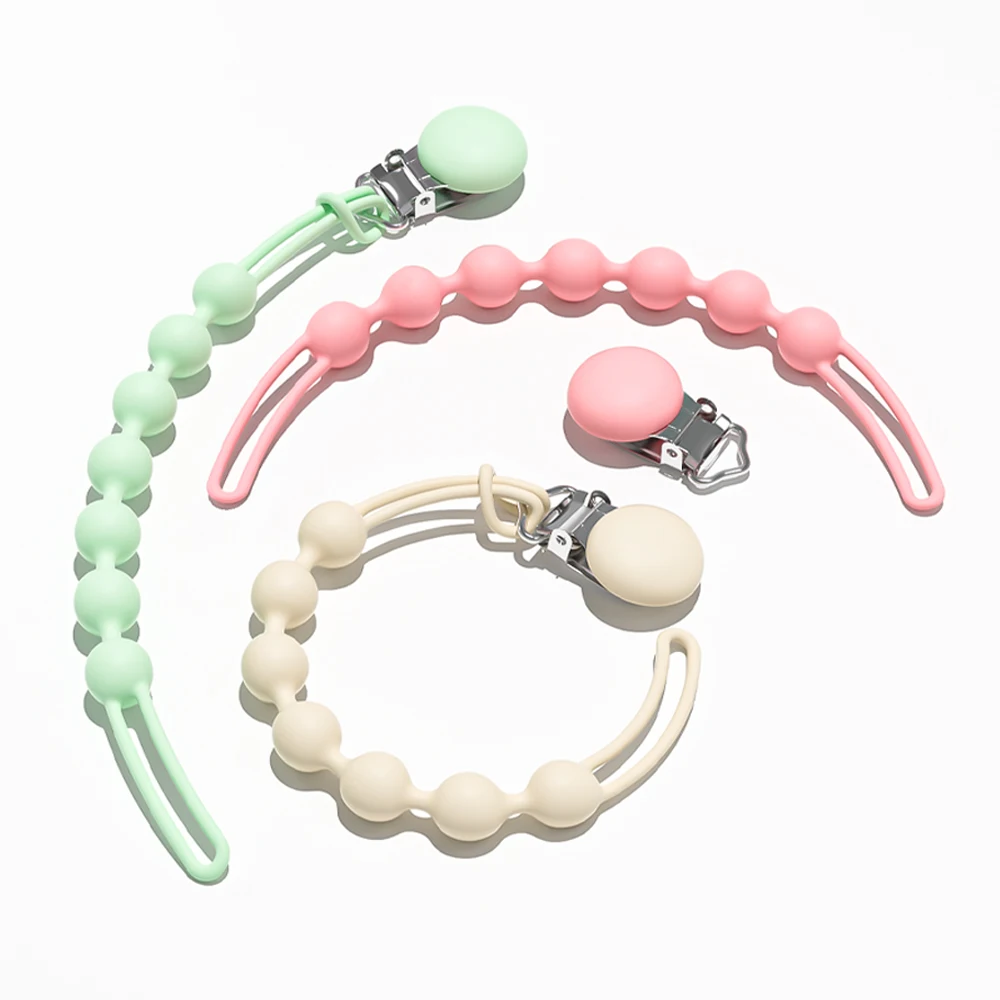 Wholesale One Piece Design Soft Flexible 4 Pack Pacifier Strap Dummy Clips Silicone Pacifier Clip Holder for Baby Boy and Girl