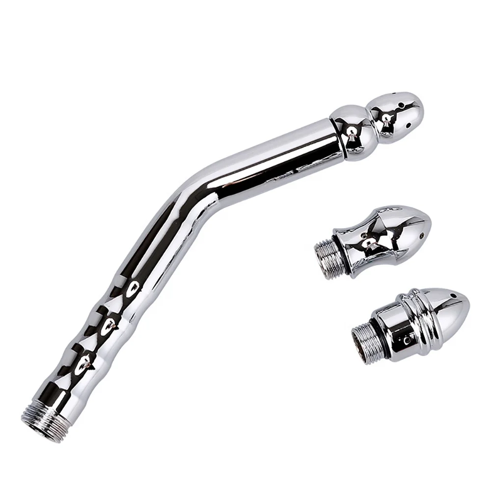 2021 New Three Heads Bent Stainless Steel BDSM Sex Toys Ass Cleaner Vaginal Douche Cleaner Anal Cleaner