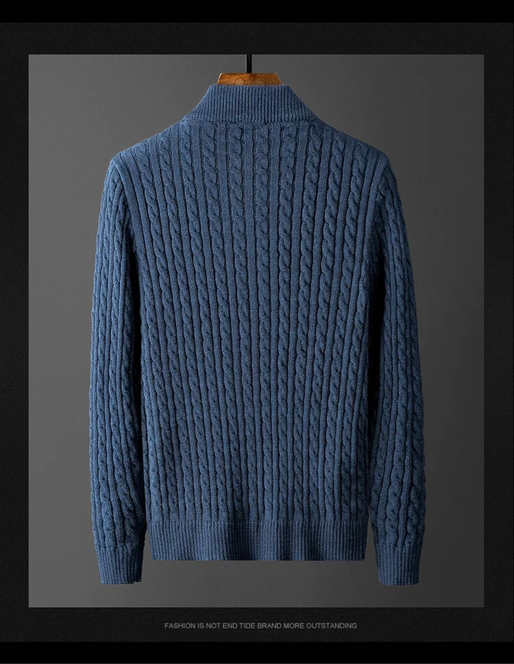 Men Winter Fall Knitted Sweater Coat Cardigan Sweaters Zip Cable Cardigan Jacket