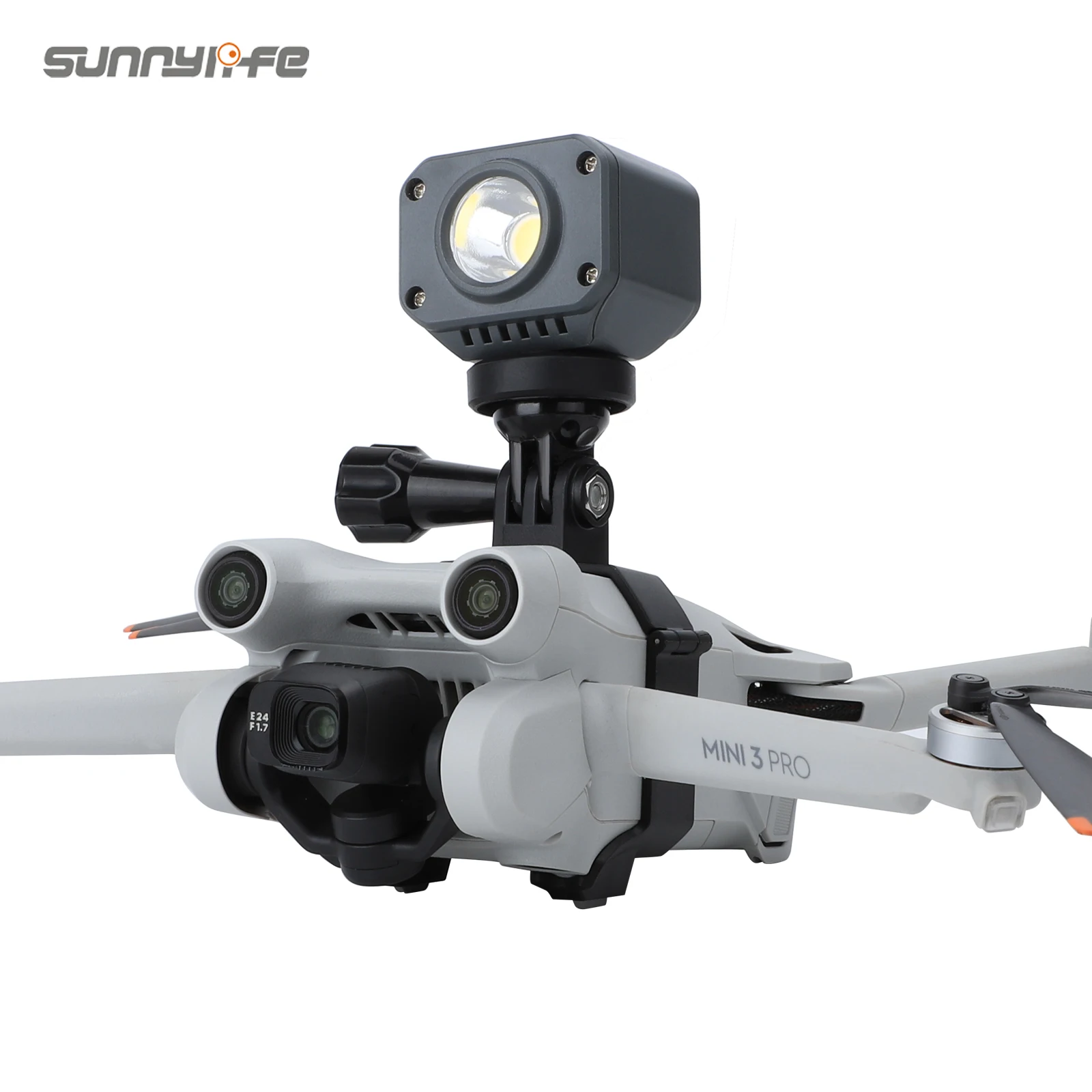 Sunnylife Sports Camera Holder Drone Light Bracket Lamp for Mini 3 Pro for ACTION 2/ GoPro 10/ Insta360 GO2 Camera
