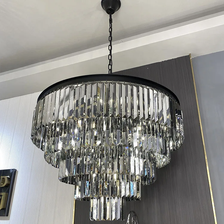 AOLIER Crystal Chandelier European Classic Black Candle Lighting Fixture Modern Living Room Kitchen Dining Table Hanging Lamps