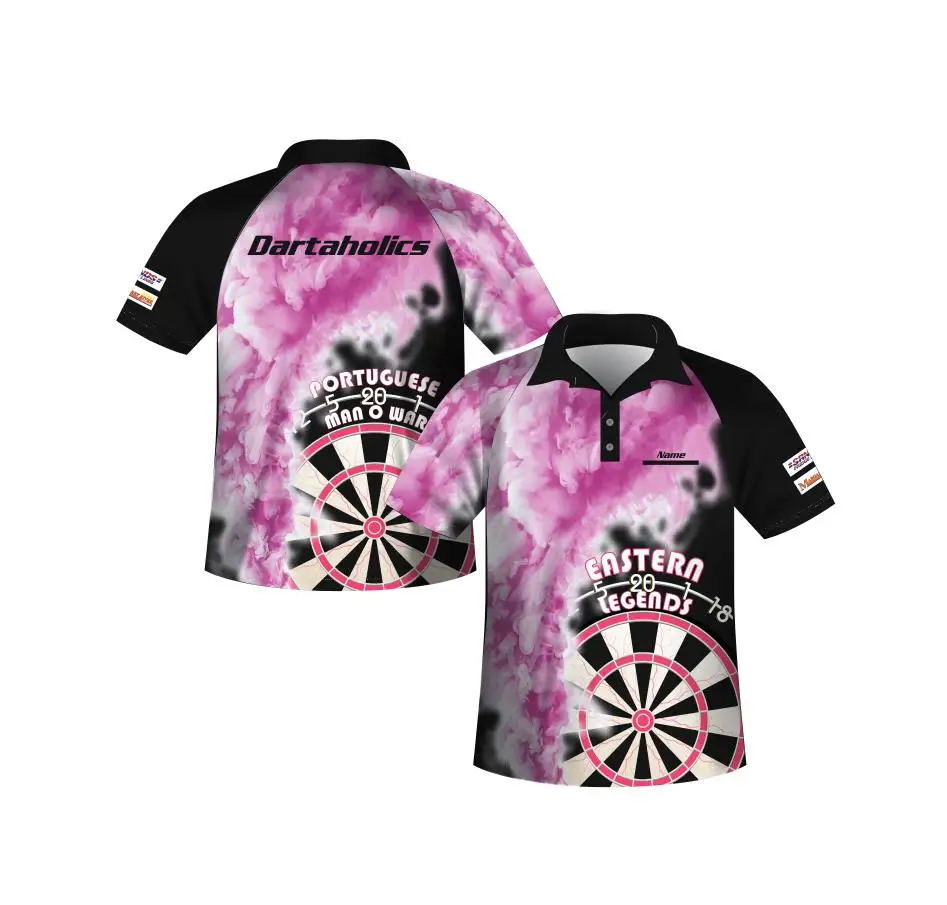 Free sample custom Optional Chest Pocket  darts jersey Polo, Round or V-Neck Dart shirts