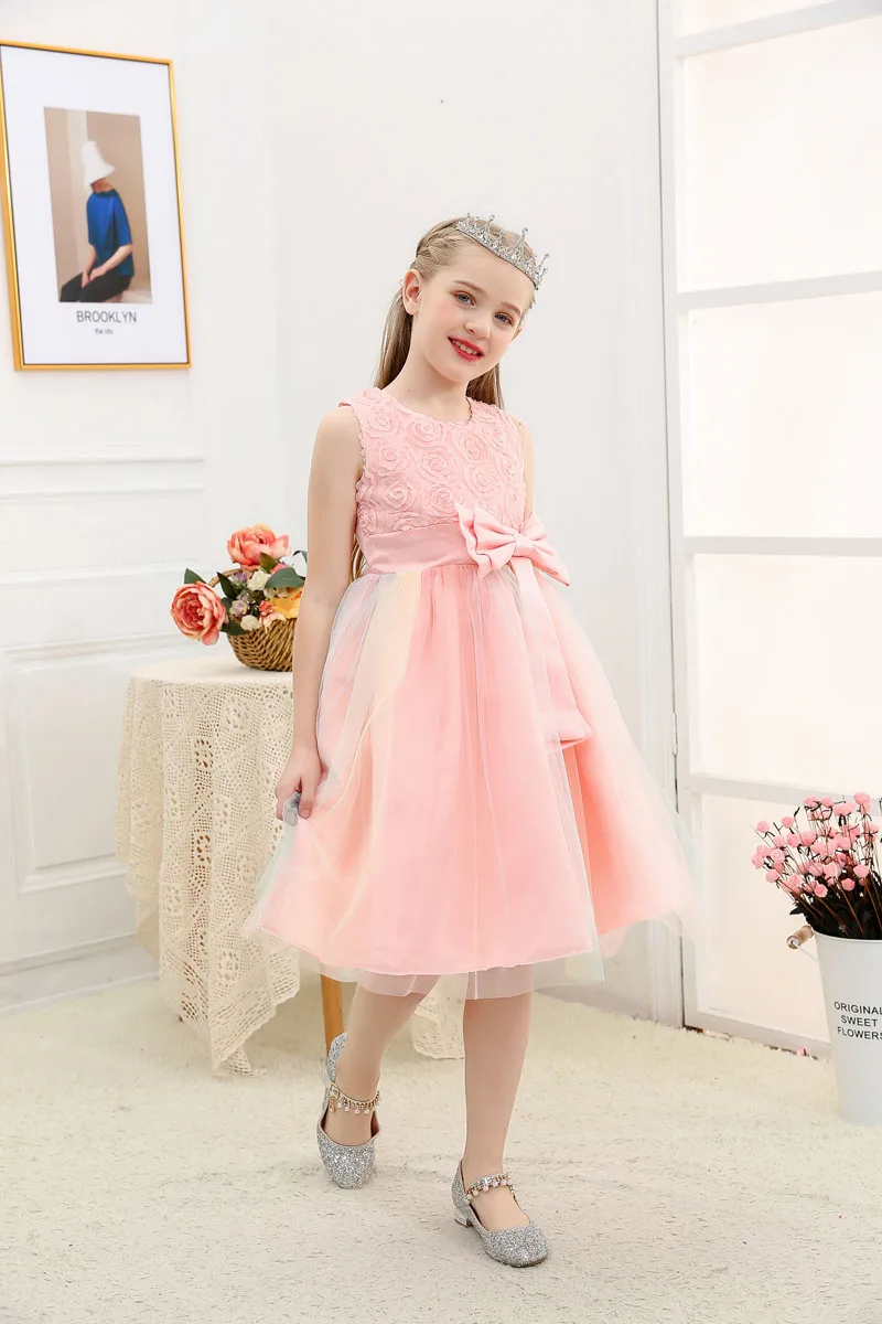Wholesale Custom Flower Girl Dresses Wedding Kids Lace Birthday Dress Girls Kids Princess Tutu Dress For Kids