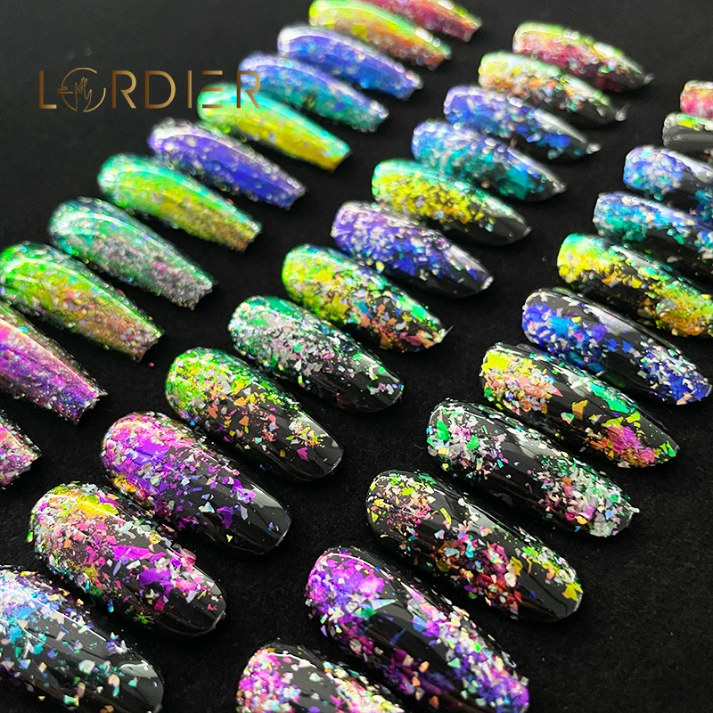 Shiny Chameleon Holo Flake Laser Nail Flakes Holographic Chrome Flake Nail Art Pigment