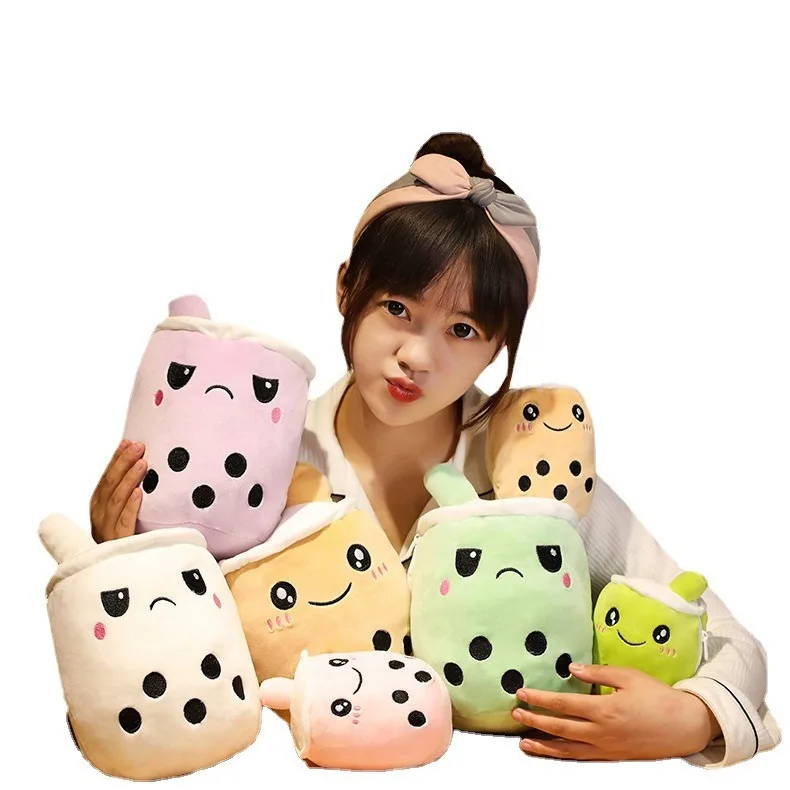 2024 New Style 15/25cm Cute Flip Teacup Doll Double Sided Expression Happy Angry Milk Tea Plush Doll Toy Gifts