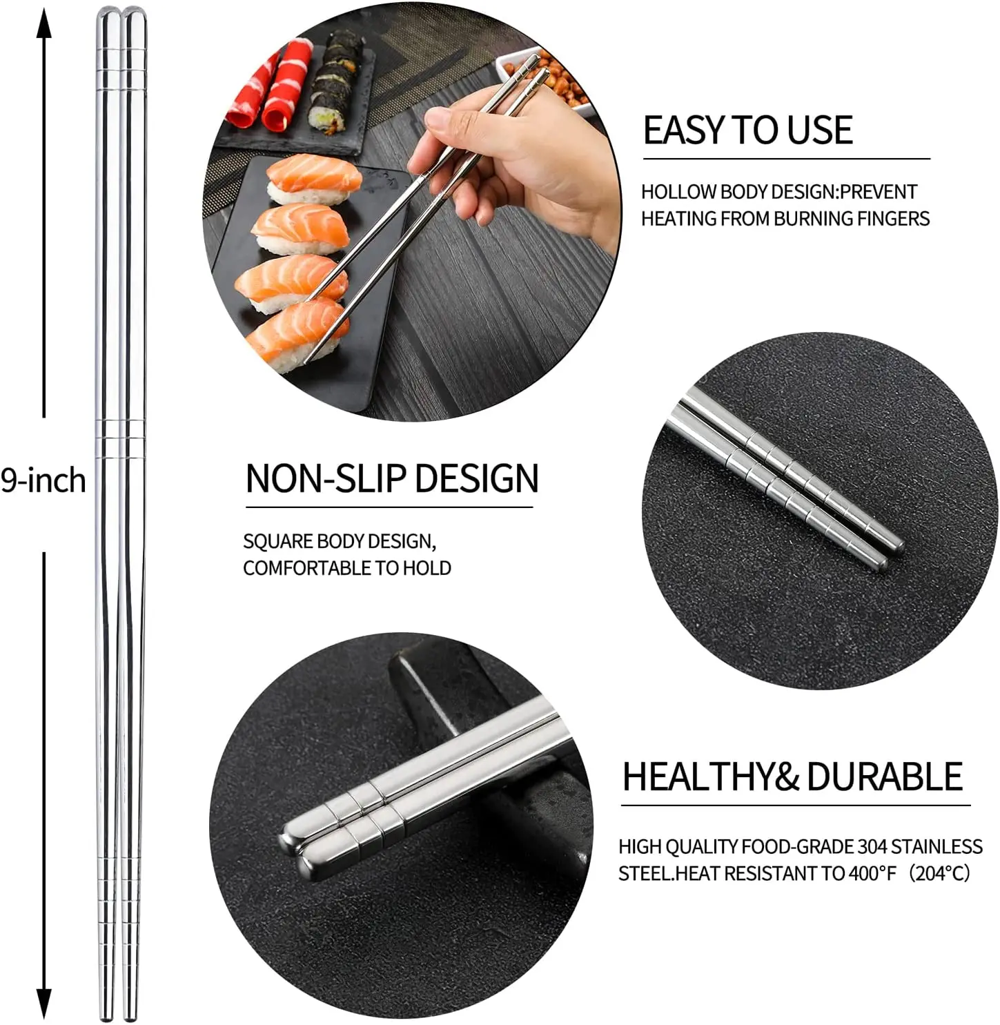 Wholesale Factory Price Custom Logo Color 304 Stainless Steel Metal Chopsticks Set With Case