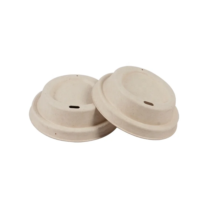 90mm Eco Friendly Disposable Compostable Biodegradable Bagasse Lid  Paper Pulp Coffee Cup Lid