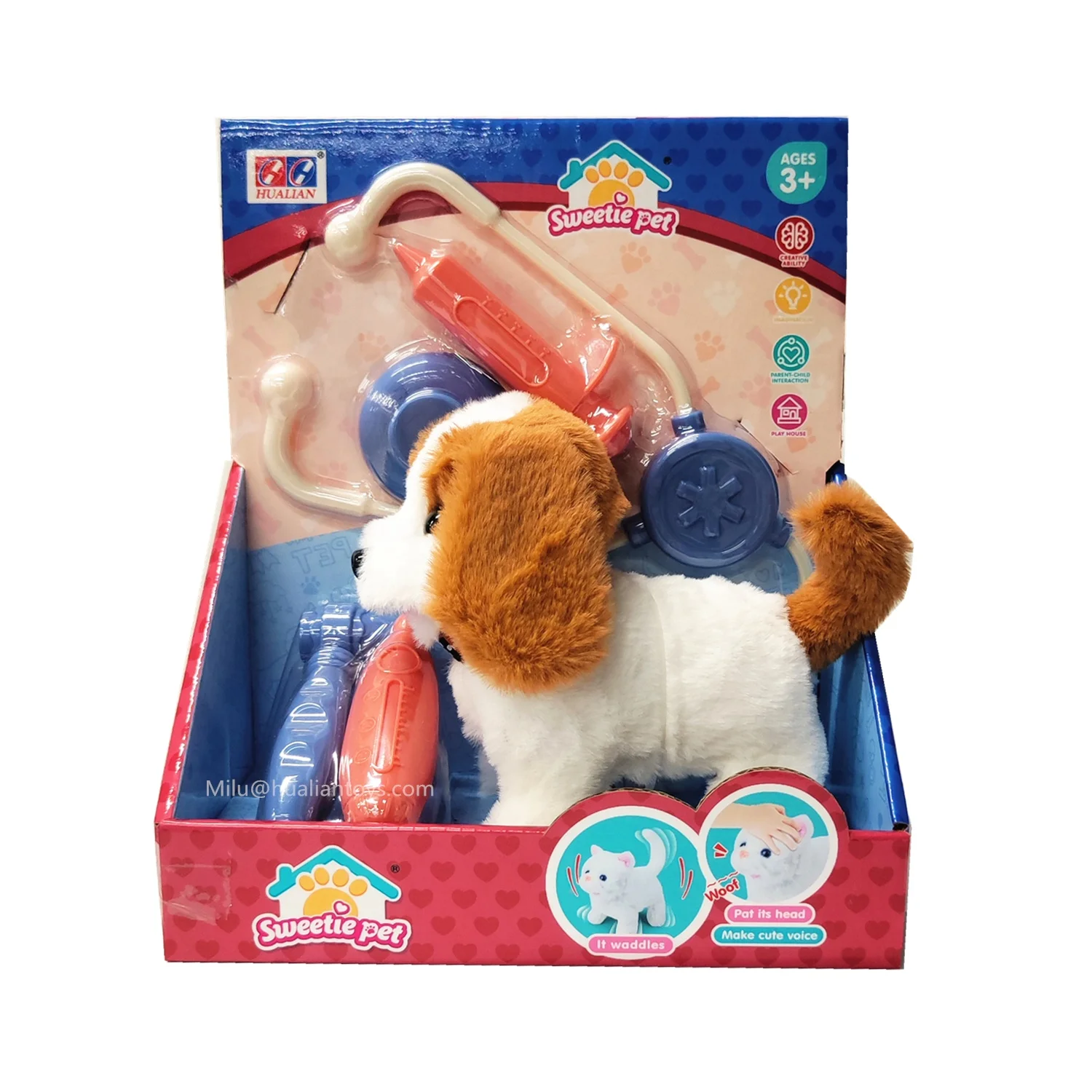 Stuffed animal toys electric pet  walking moving with sounds for plush dog toys kid pet shop care set