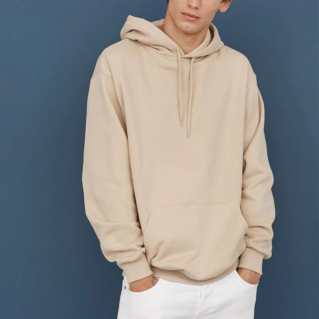 
Pull over sports style long sleeve plain hoodies for men 