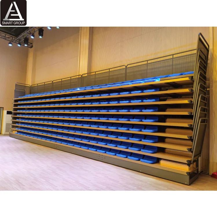 10 Rows Electric Telescopic Bleachers Tribune Seating  Indoor Basketball Retractable Stadium Bleachers Telescopic Gym Bleachers