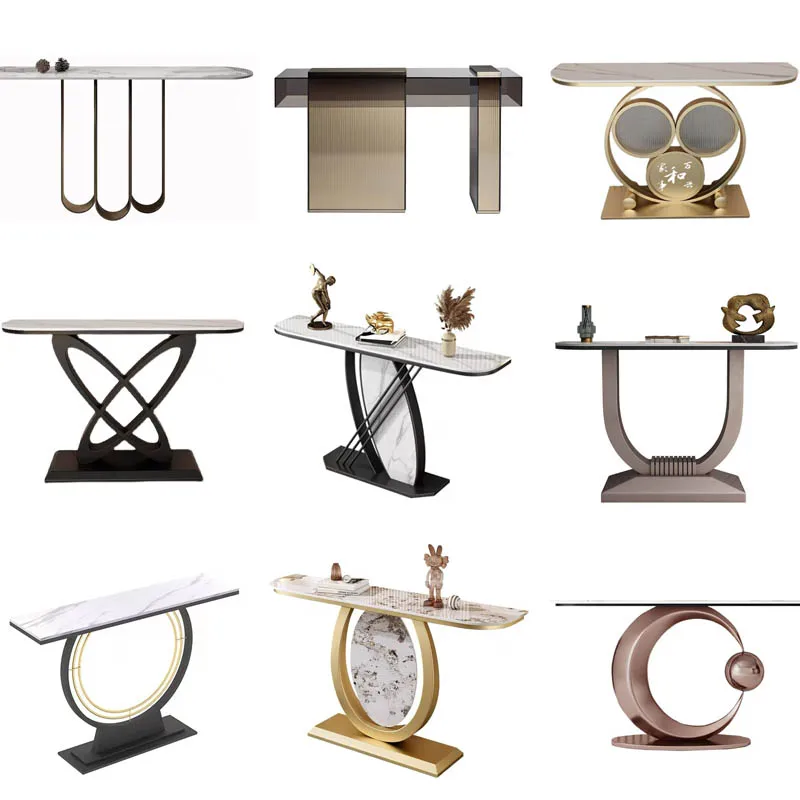 Rectangular Silver Stainless Steel Leg Metal Modern Luxury Style Entryway Hall Table Legs Console Table For Living Room