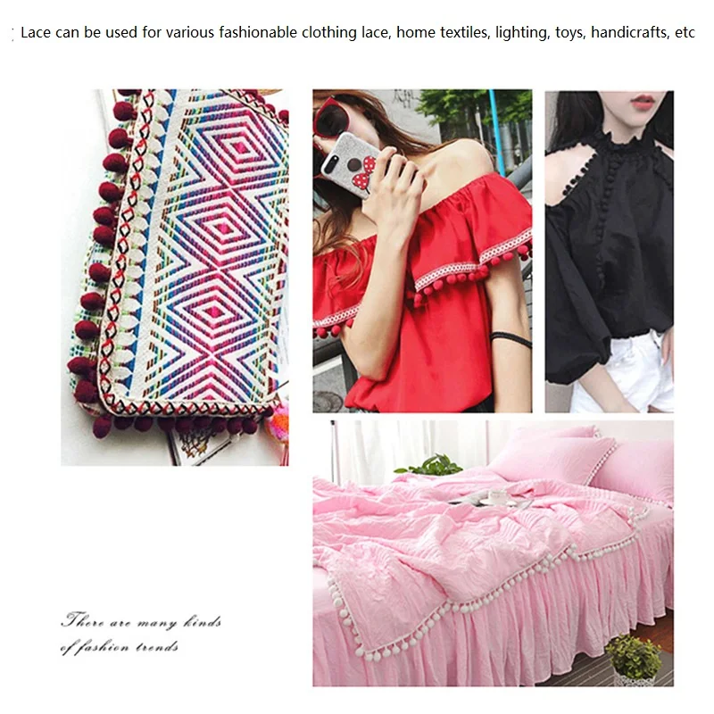 small plush ball lace handmade curtains clothing accessories  Pom Pom Balls Pompoms trim Trimmings fringe