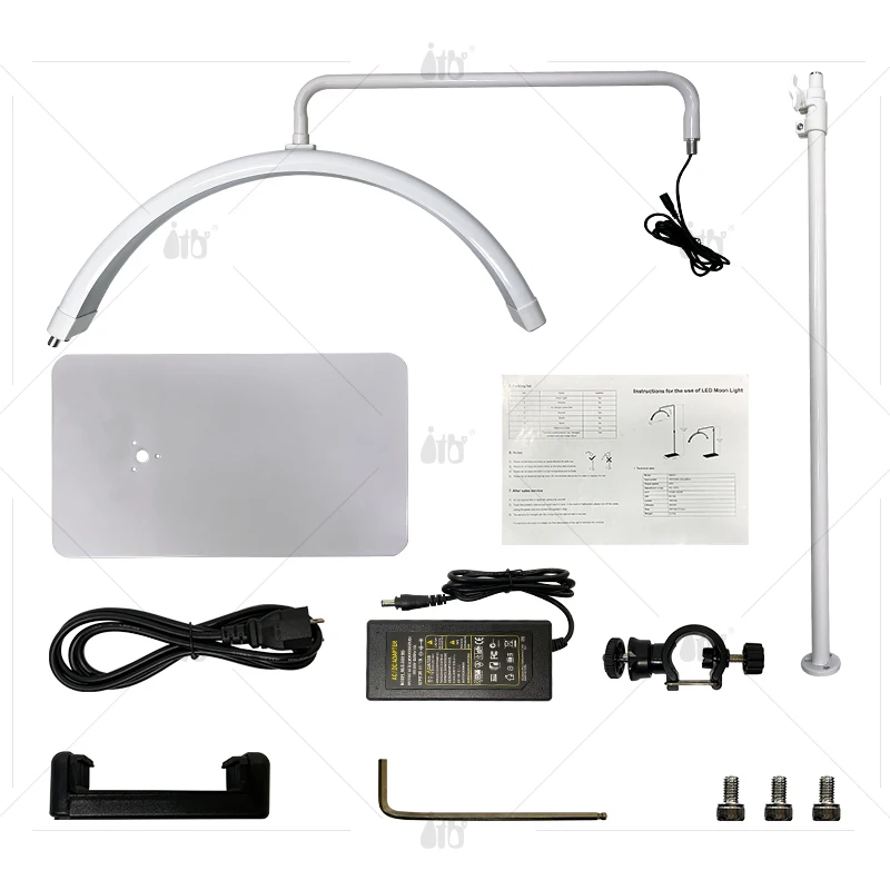 Напольная Светодиодная лампа для наращивания ресниц в форме Луны с регулируемой цветовой температурой 40 Вт держателем телефона