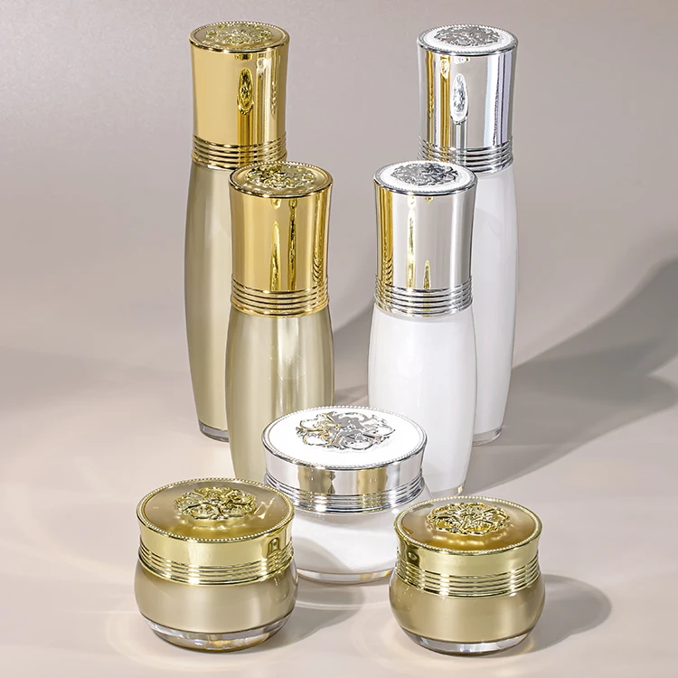 15g 20g 30g 30ml 50ml electroplated gold acrylic  figure top cosmetic cream jar and lotion bottle set