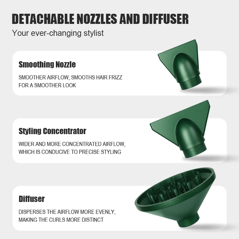 High Speed Ionic Infrared Ceramic Hair Dryer with Nozzle Attachment