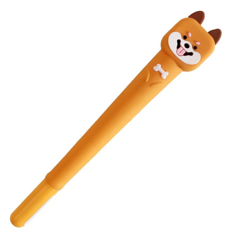 O&Q Cute Animal series special creative design Beardog PVC gel ink pen with comfortable hard silicone pen holder