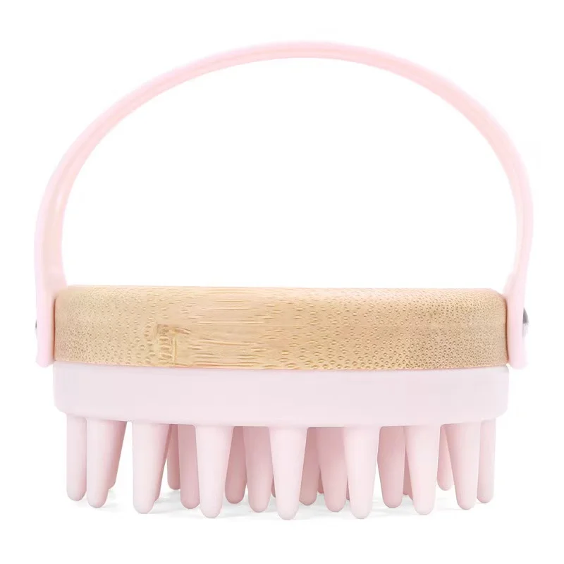 Wholesale Custom Logo Bamboo Material Bath Brush Soft Silicone Teeth Silicone Scalp Massage Brush Silicone Massage Brush
