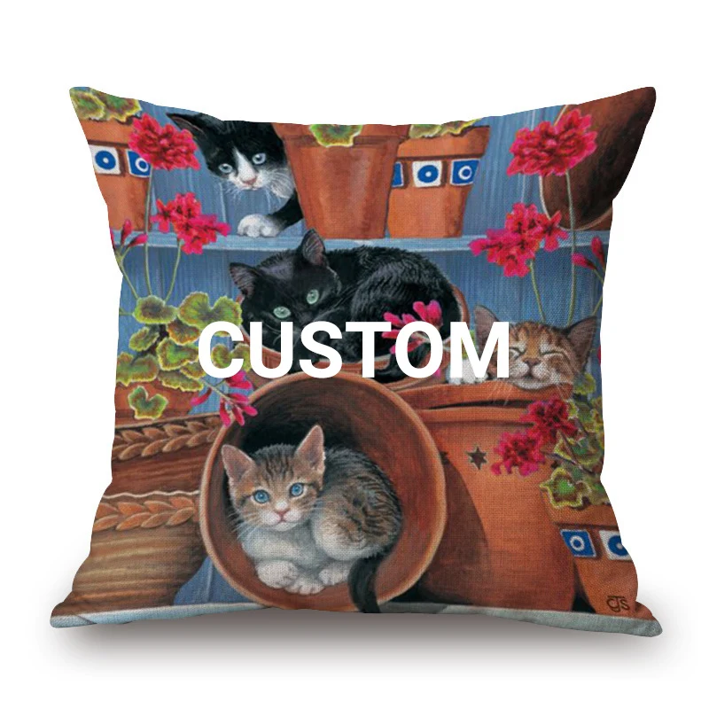 Hot Selling Custom Cartoons Pattern Polyester Throw Pillow Case 45*45cm Digital Printed Home Decoration Cushion Cover