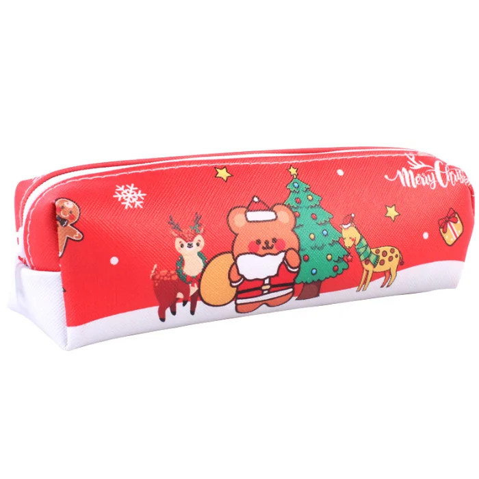 Christmas style pencil case Lovely Portable Cheap Zipper Stationary Bag Pencil Box case for kids Gift