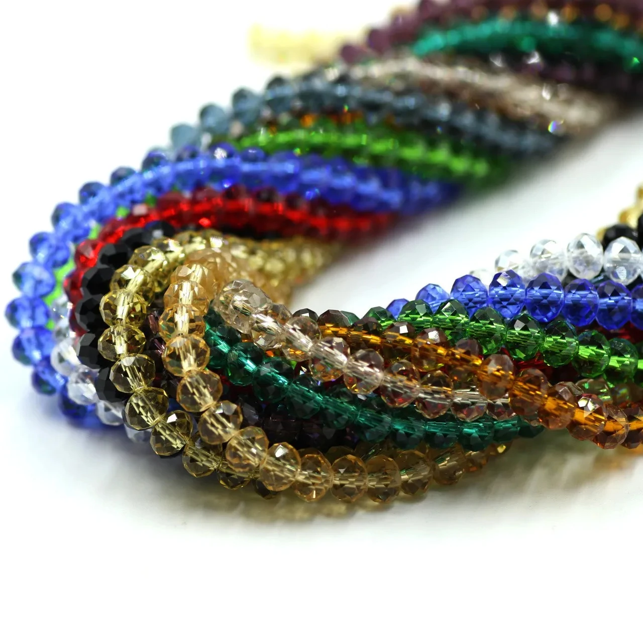 Wholesale DIY Jewelry Making 8mm 10mm Transparent Faceted Flat round 3A Crystal Loose Beads in Mixed Colors