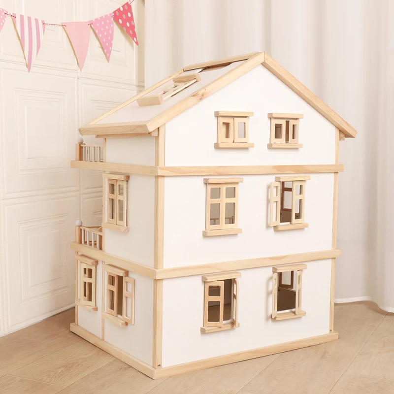 Baby Role play game toys 3 Floors Girls Petend Play house Game Kids Big Wooden Doll House For Children kids toddler