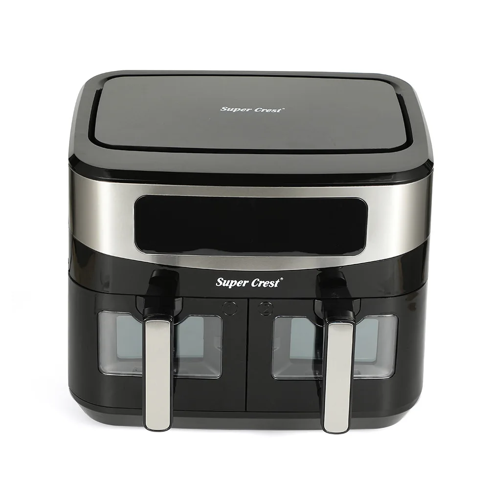 Hot selling healthy low fat oil free 6L+6L double door metal high-end products black air fryer