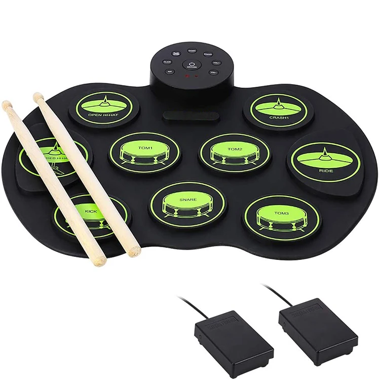 Electronic Usb Midi Hand Microphone Foldable Silicone Small Percussion Musical Drums