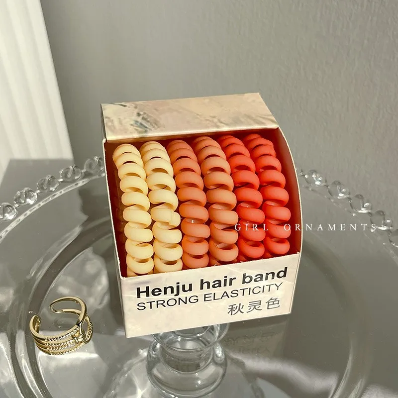 New 6 Pcs Box Silicone Wrist Hair Ties Stretchy Elastic Bracelet for Ponytail Hair Accessory Telephone Cord Stylish Hair Wraps
