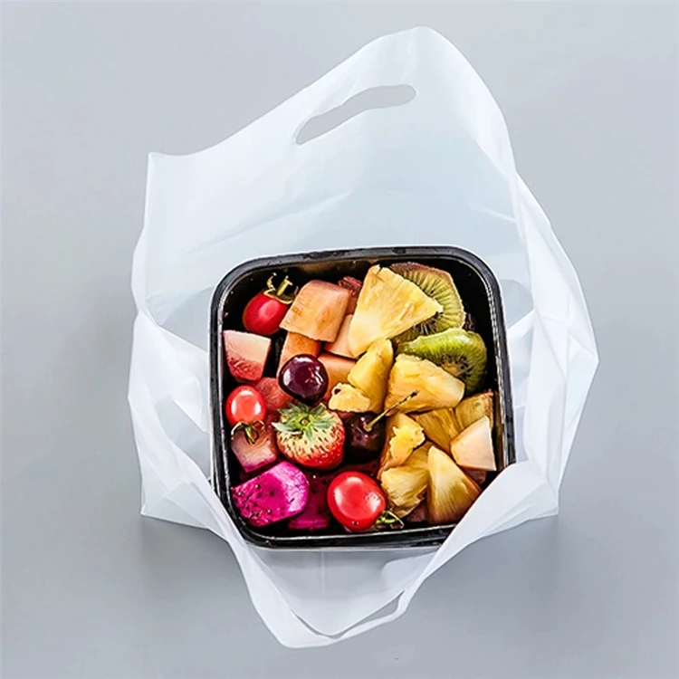 High Quality Transparent Portable Degradable Plastic Bag Custom Takeaway Packaging Plastic Bag