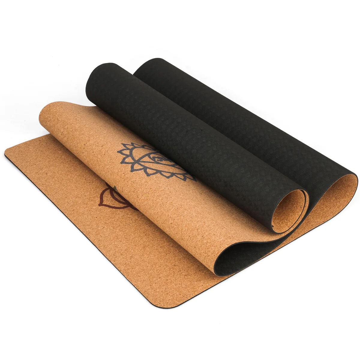 BJ FITwholesale double layer cork TPE yoga mat 5mm mat cork yoga mat home use