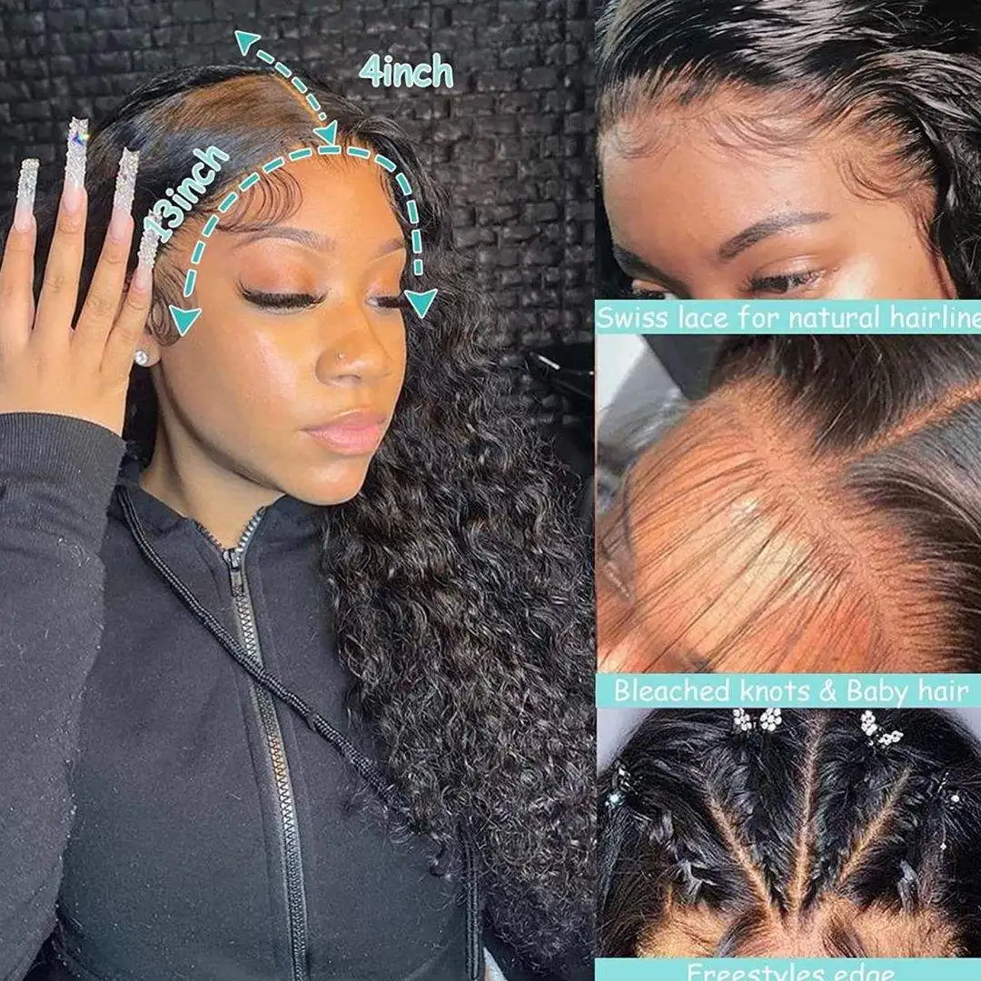 13x6 hd human hair lace front wig,preplucked human hair and bleach knots, raw hair wigs hd lace frontal wigs for small heads