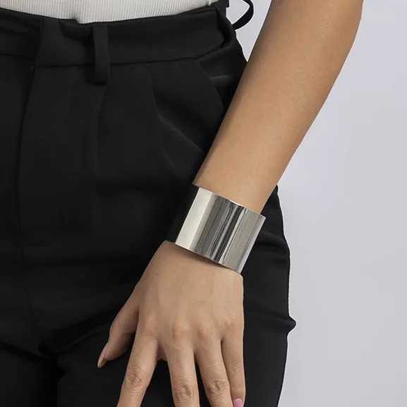 Gold Cuff Wide Bangle Irregular Waves Simple Gold Silver Color For Woman Fashion Vintage Party Accessories Metal Bracelet