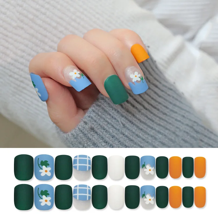 Высококачественные накладные ногти NEWAIR матовый дизайн маленький цветок абс материал ногти искусственные накладные ногти