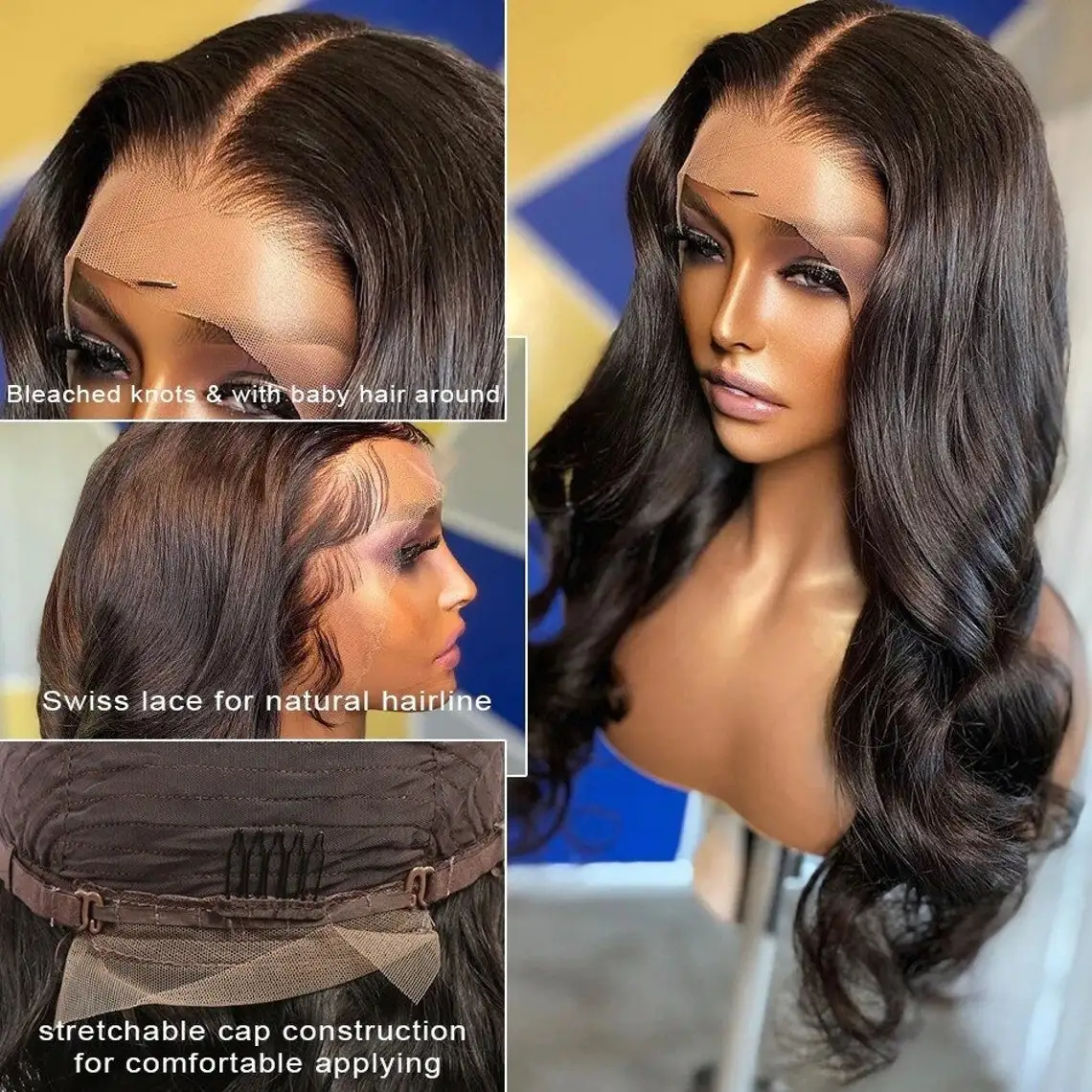 Cheap Pre Plucked Human Lace Front Wig Human Hair Lace Net for Wig 13x4 Body Wave HD Lace Frontal Wig Natural Hair