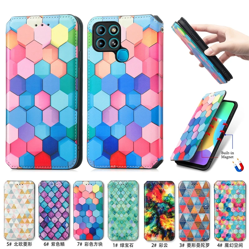 New Style Painted Magnetic Flip PU Leather Wallet Protective Case Cover For Infinix Smart 6 Note 11 Pro Hot 11S