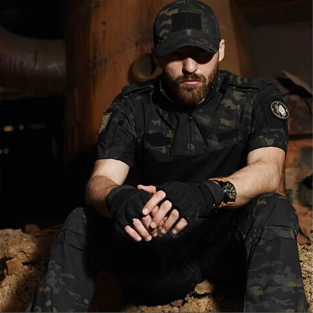 Outdoor Camouflage T-shirt Tactical Combat Shirt Camo short Sleeve Tee Pullover