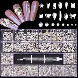 Multicolor 21grids set box shaped rhinestone Mixed Shape Rhinestone for Nail Art Decoration