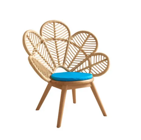 High Quality Garden Furniture Natural Color Cane Flower Chair Rattan Wicker Peacock Chair