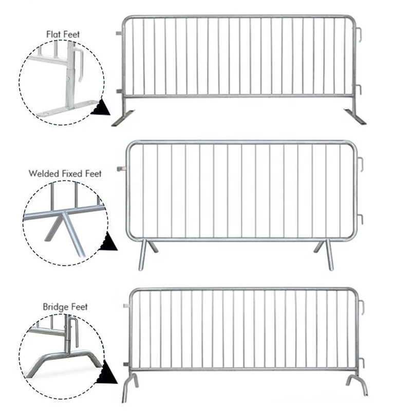 Metal Temporary Fence Pedestrian Crowd Control Barrier Hot Dipped Galvanized for Events and Construction