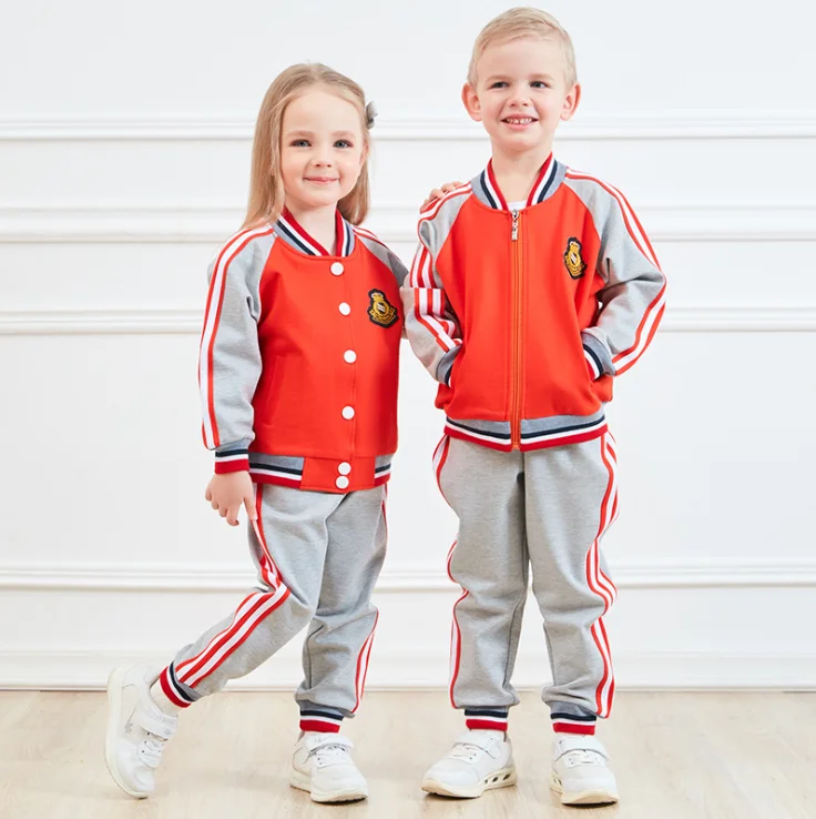 
Spring Latest Design Primary School Kids Uniform Sports Suit For Kindergarten 