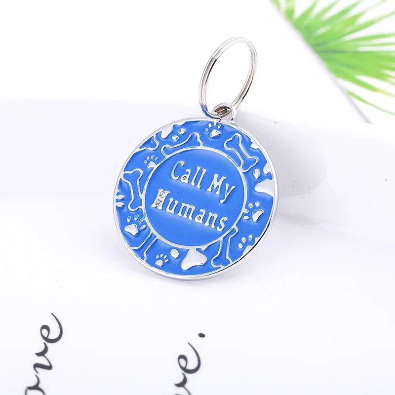Factory wholesale printing collar zinc alloy engrave able dog tag Cute round hanging tag engraveable prevent loss qr code tag