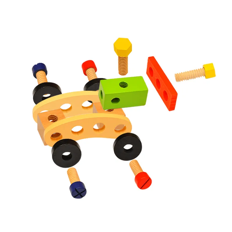 kids wooden educational assemble toys set Simulation toolbox kit  bolts nuts screws tool for children