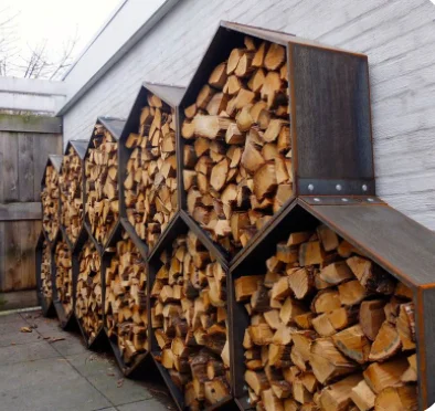 Corten steel garden outdoor pentagon wood storage