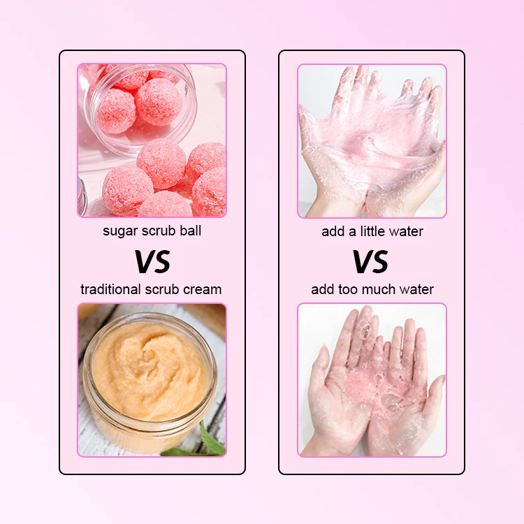 Wholesale Private Label Skin Care Sugar Body Scrub Exfoliant Whitening Organic Natural Rose Coffee Body Scrub Balls