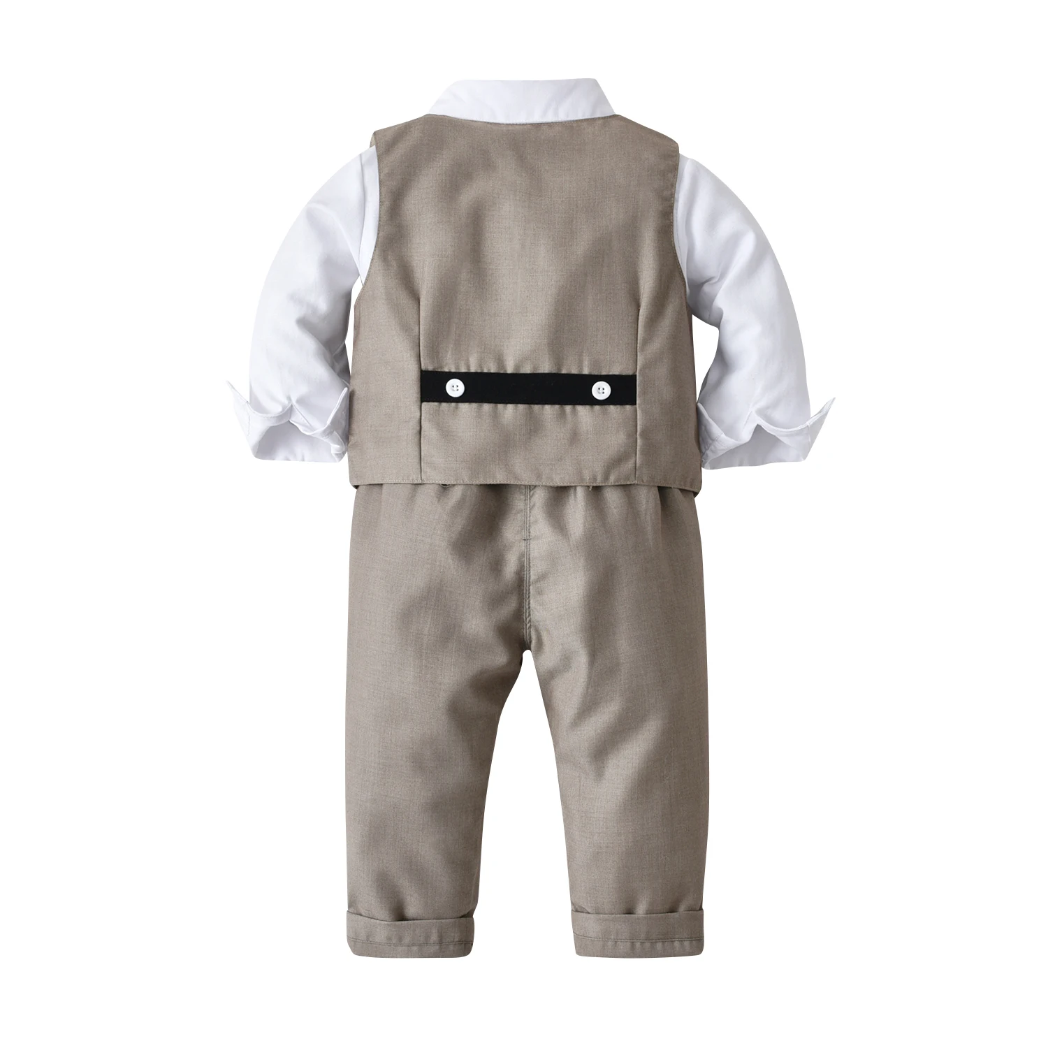 New long sleeve single breasted shirts tops bow tie pants vest 3pcs gentleman boys clothing sets