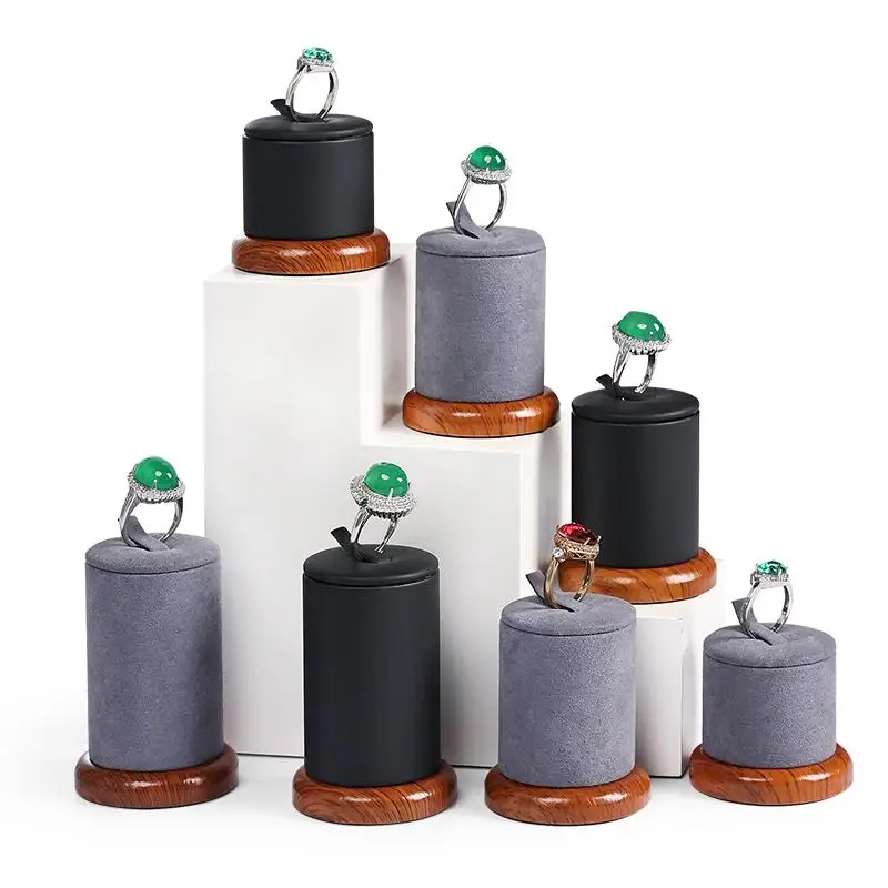 Pu Leather Jewelry Display Stand Jade Ring Holder Luxury Ring Display Stand for Jewelry Counter